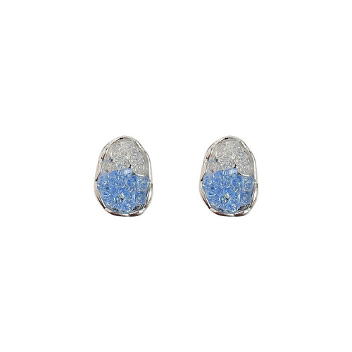 Gradient color glass crystal earrings for women Japanese and Korean small fresh earrings niche fashion exquisite high-end zircon earrings