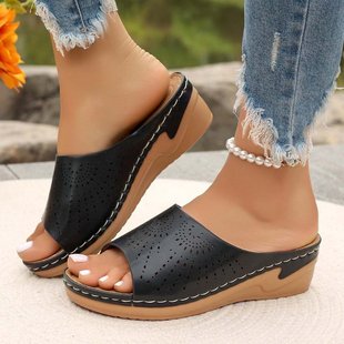 Cross-border plus size Wedge Slippers Women's 2024 Summer New Lightweight Hollow TEUM Explosions Sandals