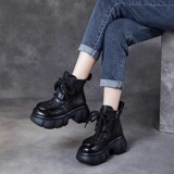 Высокие летние этнические короткие сапоги на платформе, сандалии, обувь, этнический стиль