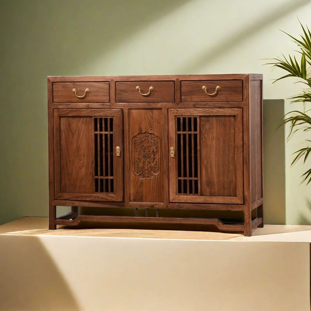 Новый шкаф для хранения из цельного дерева в китайском стиле, старый вяз, обращенный к входной двери, входной шкаф, шкаф для хранения в гостиной, настенный буфет