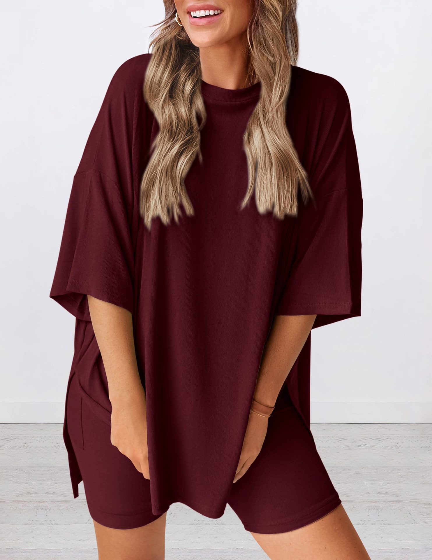 2025 Spring Summer European And American Cross-Border New Loose Fashion Solid Color Casual Short Sleeve Shorts_ecoleips.com