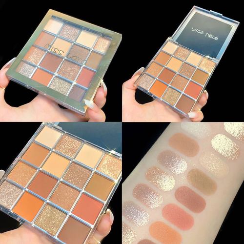 MissLara 16 Colorful Eyeshadow Palette Sparkling Pearlescent Matte Earth Color Ins Super Hot Internet Celebrity Eyeshadow