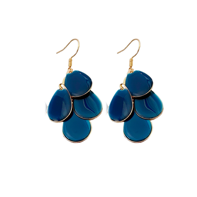 Gotas de agua de color sólido, escamas, borlas, ganchos para las orejas, pendientes largos de alta gama europeos y americanos, tendencia de la moda, pendientes creativos, mujeres