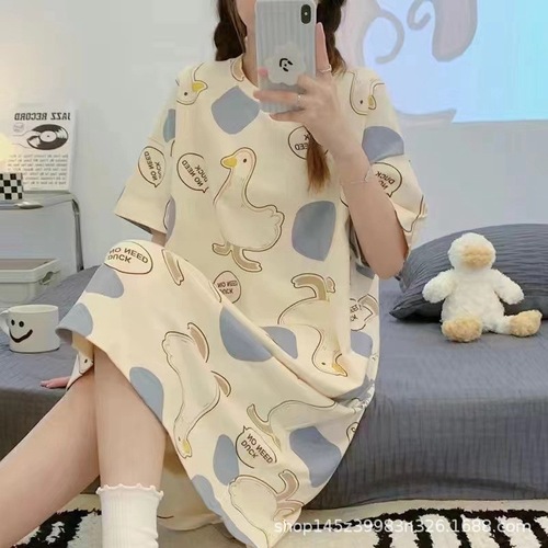 Women's Summer Loose Plus Size Short Sleeve Cartoon Cute Teen Student Thin Sleepwear Homecoming Fashion