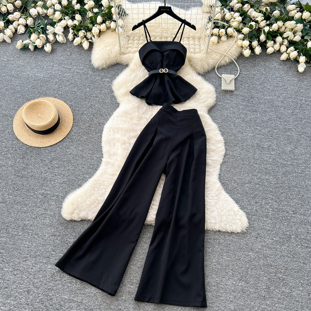 Minimalist Women's Summer Commuter Suit High Waisted Two Piece Set_voghion.com