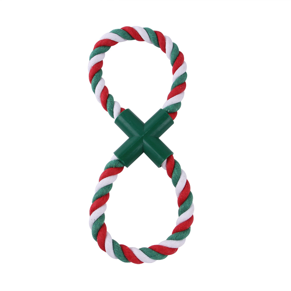 Daily Occasion Christmas Cotton Rope Christmas Color Block Pet Toys 1 Piece