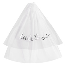 欧美新娘头纱婚礼必备单身派对双层烫字面纱bride to be自带发梳