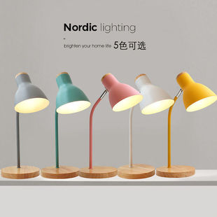 Nordic modern minimalist wood table lamp bedroom bedside lamp creative desk reading eye protection macaron hose table lamp