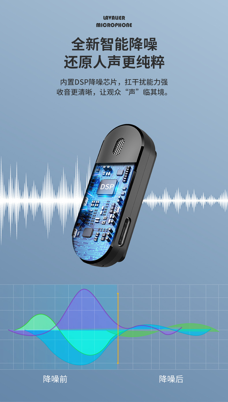 新款无线话筒一拖二领夹式手机直播设备蓝牙收音麦无线领夹麦克风详情10
