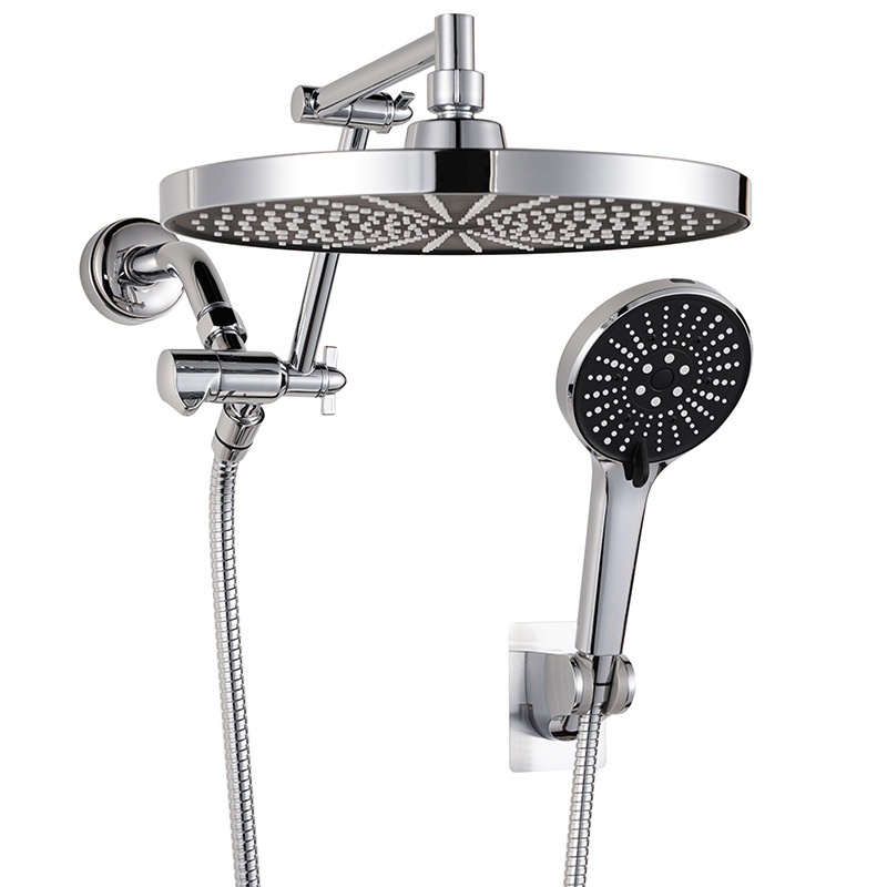 Cross-Border Hot-Selling American Concealed Double Shower Set All-In-One Three-Way Folding Arm Strap Without Drilling Bracket