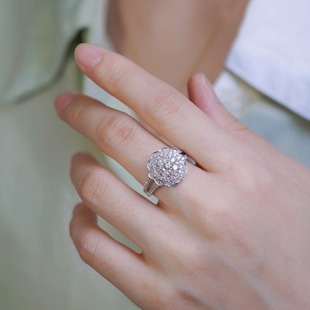 18K Real Gold Natural Real Diamond Pleated Skirt Women's Ring Factory Real Sales