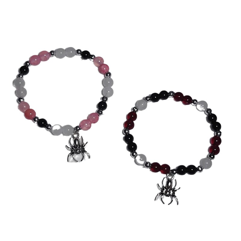 Amazon Hot Selling Spider Pendant Halloween Bracelet Crystal Agate Beaded Friendship Set Holiday Gift Beads