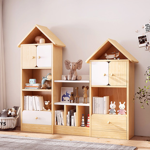 Bookshelf floor-standing storage rack home living room storage shelf multi-layer book rack wall storage cabinet solid wood bookcase