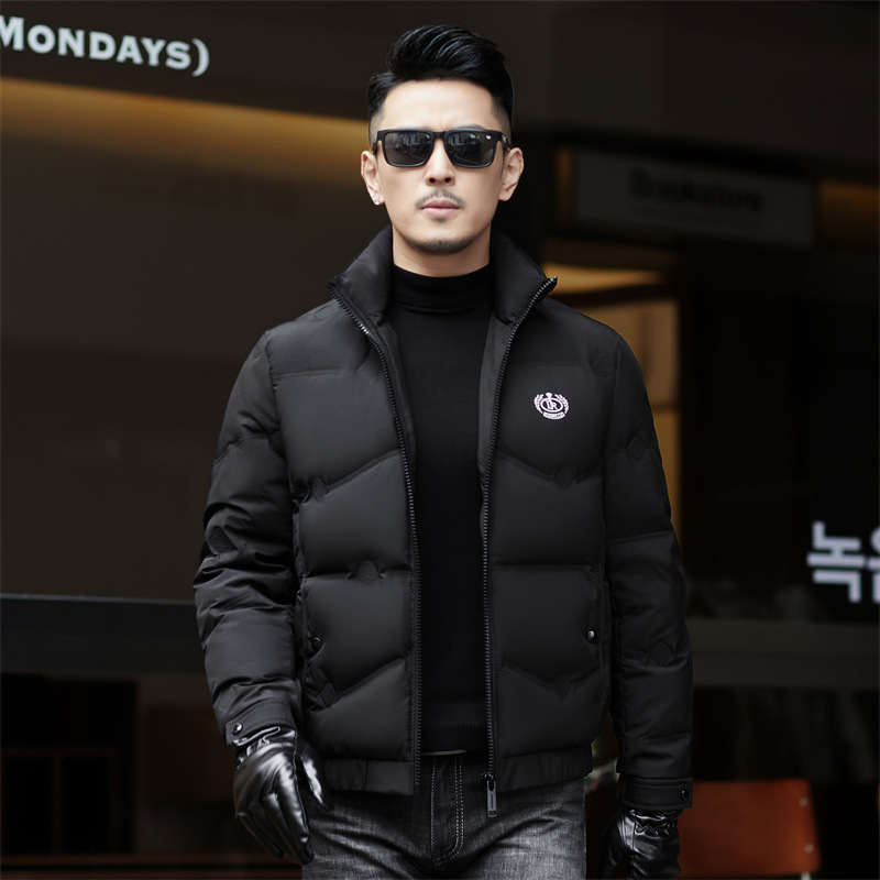 Men's casual solid color velvet keep warm down jacket with down