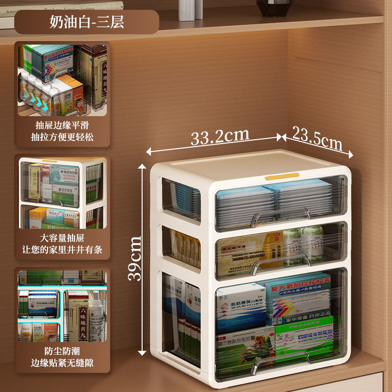 药箱收纳盒家庭装大号家用学生宿舍急救抽屉式多层分类药品分装盒|undefined