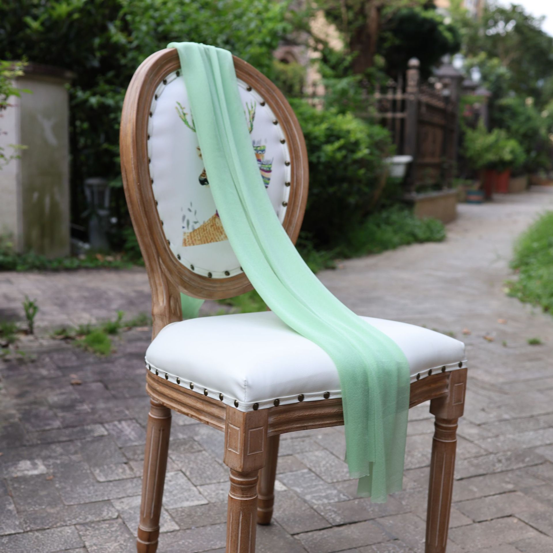 Cortina de belleza cortina arco de boda césped decoración al aire libre tabla bandera cortina cortina chiffon