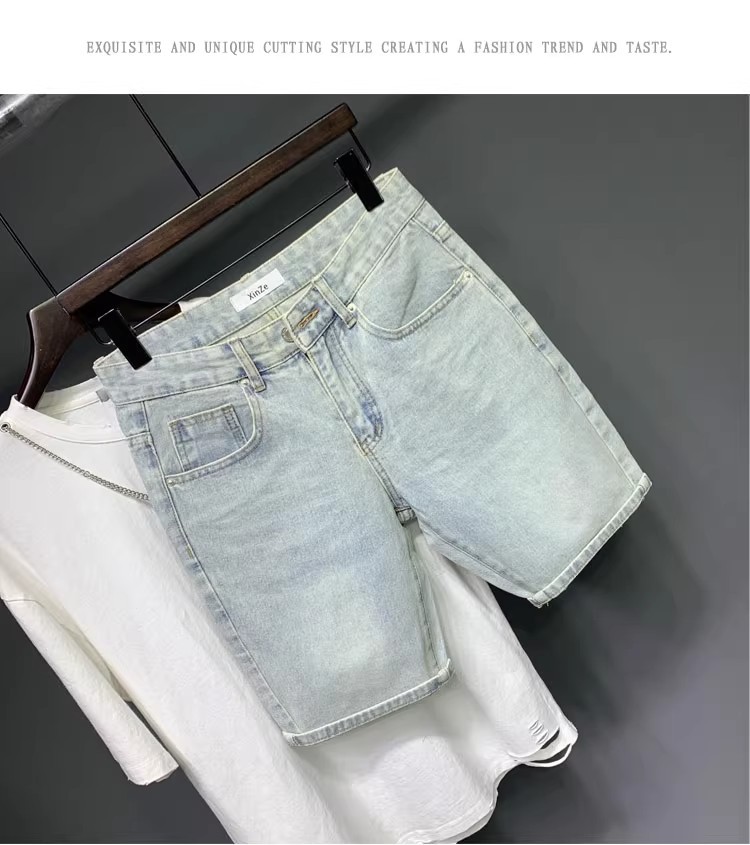 Men's Clothing Men's Retro Stretchy Denim Shorts Trendy Summer Style Five Point Pants For Formal & Casual For Mental_mkmklike.com