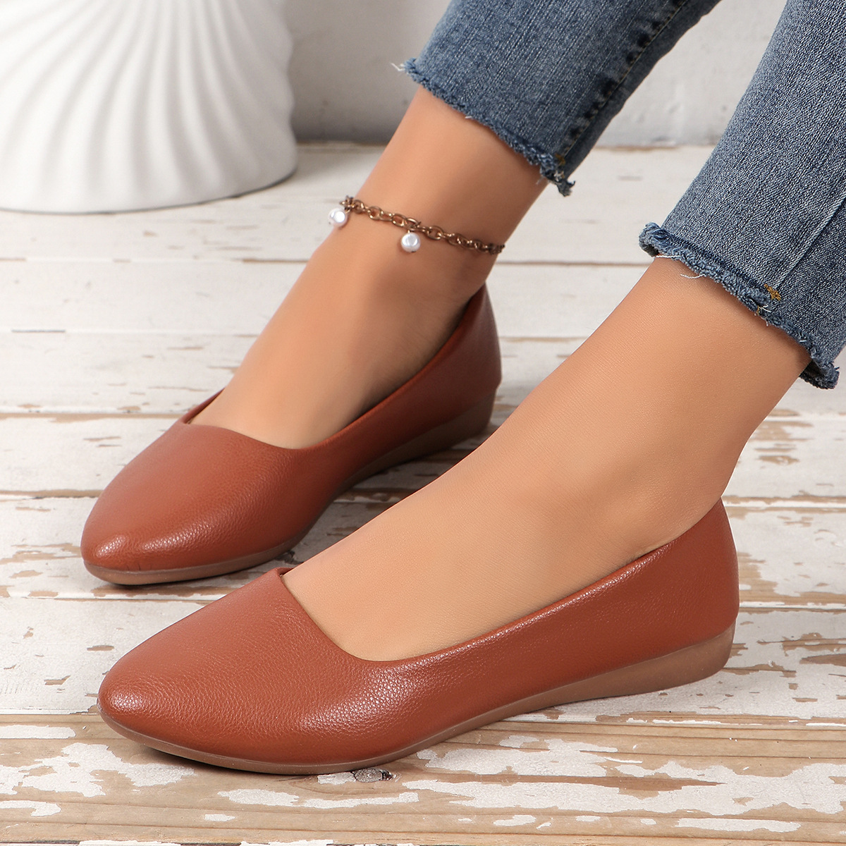 Mocassini donna in pelle classici scarpe basse comode casual_voghion.com