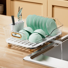 Kitchen Sink Drain Dish Rack Eco Plastic Kitchen Utensil Fruit Storage Drain Bowl Stand Countertop Organizer