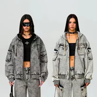 SMFK Storm Garden широкая джинсовая толстовка жаккардовая хлопковая многокарманная куртка 25 новый стиль