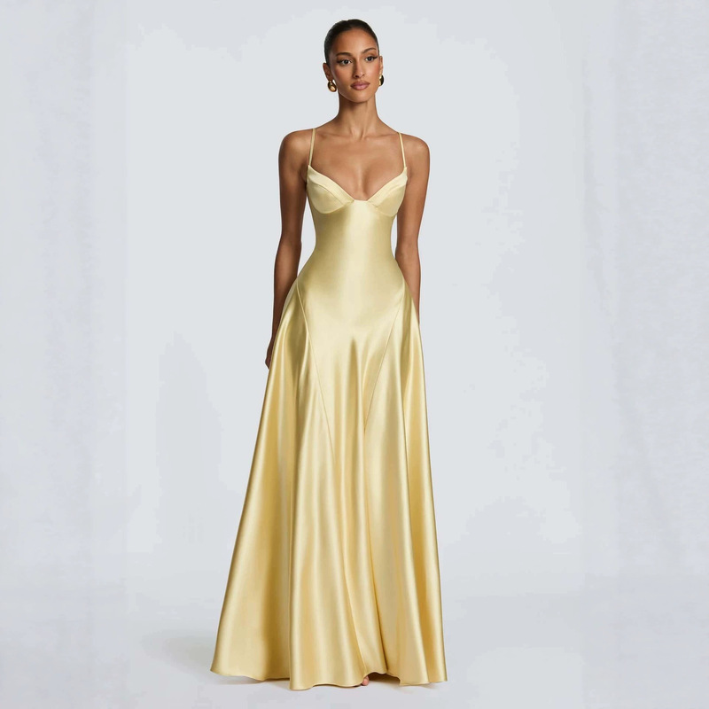 2026 Cross-Border Amazon Elegant Women's Satin Backless Gown Sleeveless Bodycon Strapless Dress 2026 Cross-Border Amazon Elegant Women's Satin Backless Gown Sleeveless Bodycon Strapless Dress