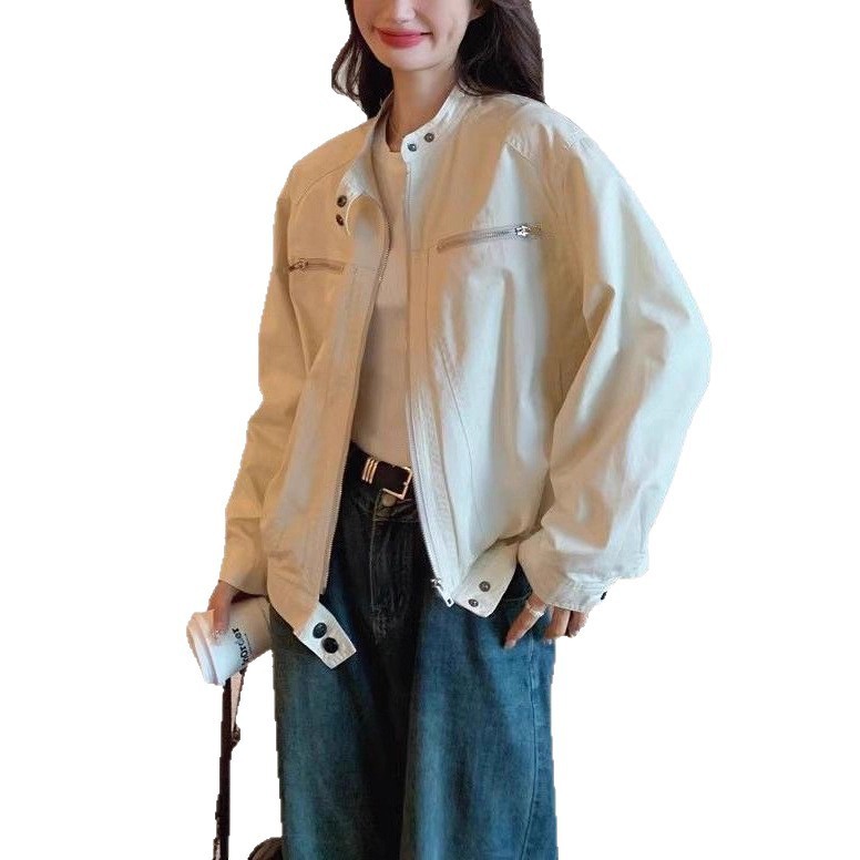 美式复古白色工装短外套女春秋2025新款时髦小个子风衣夹克上衣|undefined