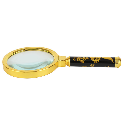 Local tycoon golden dragon handle old man reading 100mm night market temple fair 10x handheld magnifying glass