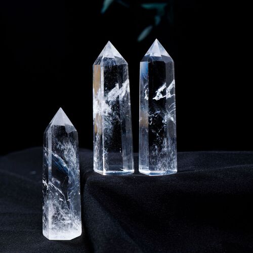 Natural white crystal single-pointed hexagonal column ornaments, hexagonal energy columns, home landscaping degaussing stone factory wholesale