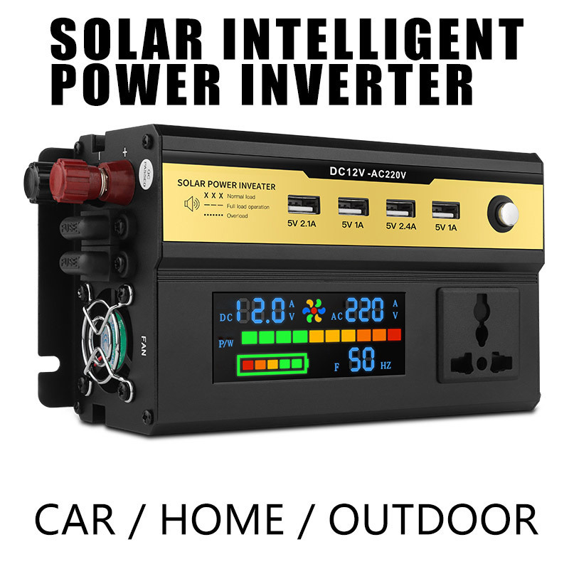Car Inverter 12V24V to 220W Household Power Converter Intelligent Display Digital Display Inverter
