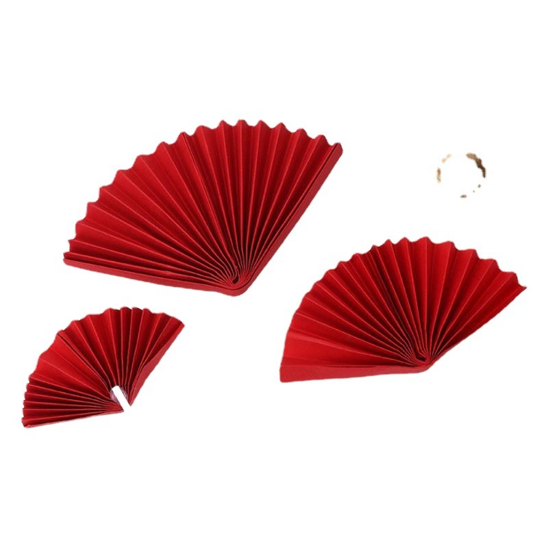 Украшение для торта ко дню рождения в китайском стиле Красный складной веер Карта с цветением сливы Плагин для вечеринки по случаю Дня Рождения Платье для десерта для выпечки