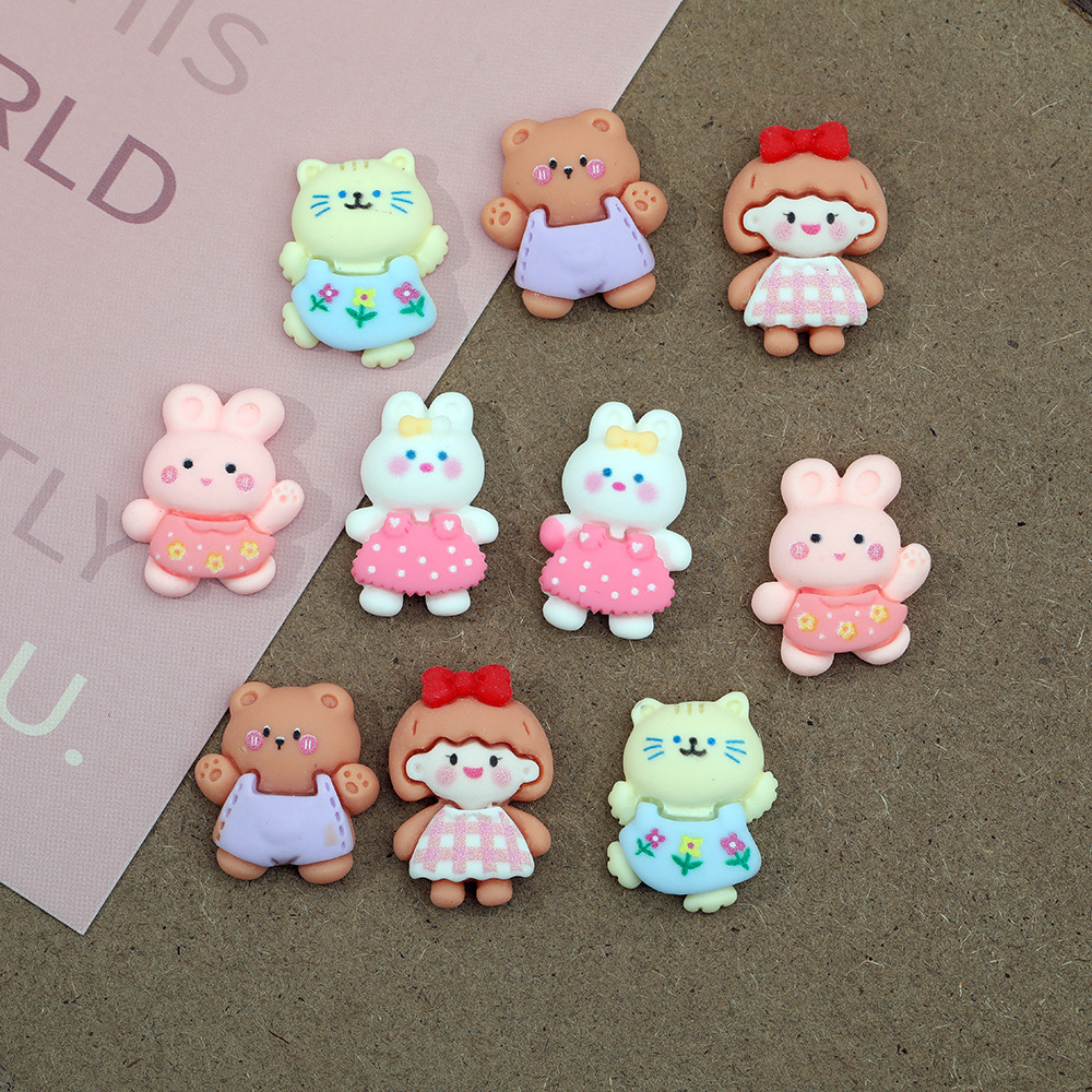 Cartoon animal conejito DIY resina accesorios pegamento crema teléfono móvil Shell agujero zapatos hebilla accesorios para el cabello parche material al por mayor