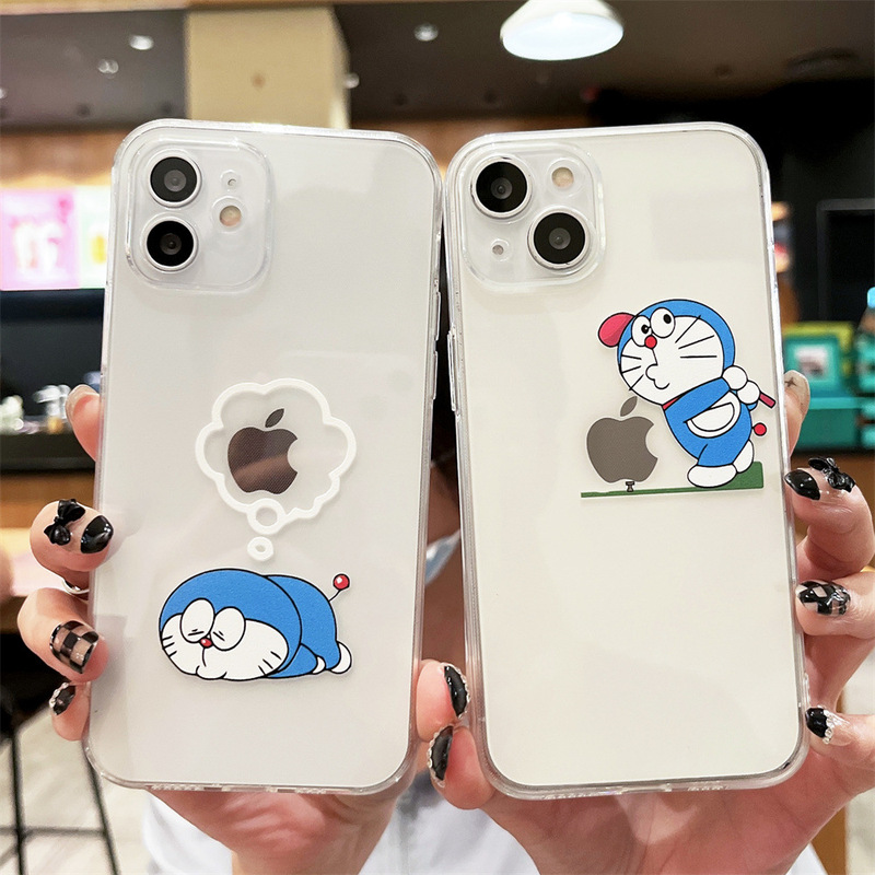 Doraemon Suitable for Apple 14 Phone Case iPhone16promax Transparent Creative Cartoon 13 Couple Soft Case