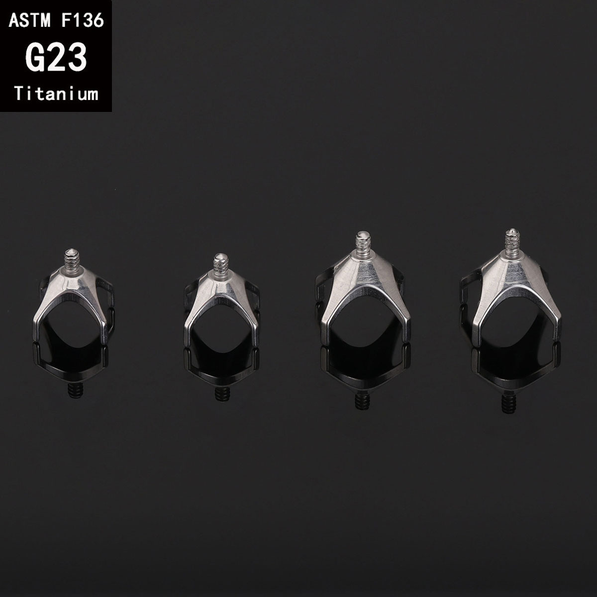 G23 Titanium Four-Claw Round White Stone Earring Empty Holder Externally Threaded DIY Piercing Accessories detail image 10