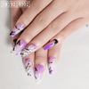 Purple nail stickers for manicure, fake nails, glue, 24 pieces, European style, ready-made product