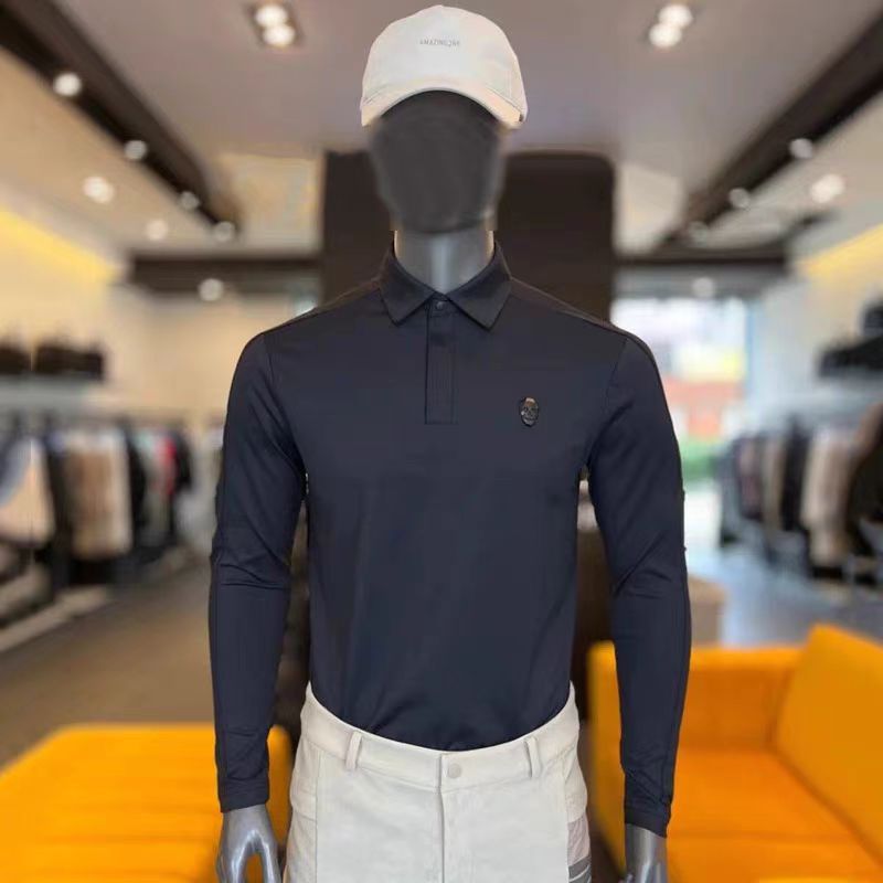 Golf Clothing Men's Autumn and Winter Versatile Lapel Elastic Sports Long Sleeves