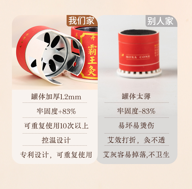 Bawang Jiu Moxibustion Box Set Reusable Smoke-Filtering Portable Hanging Moxa Tubes for Home Use quality and texture