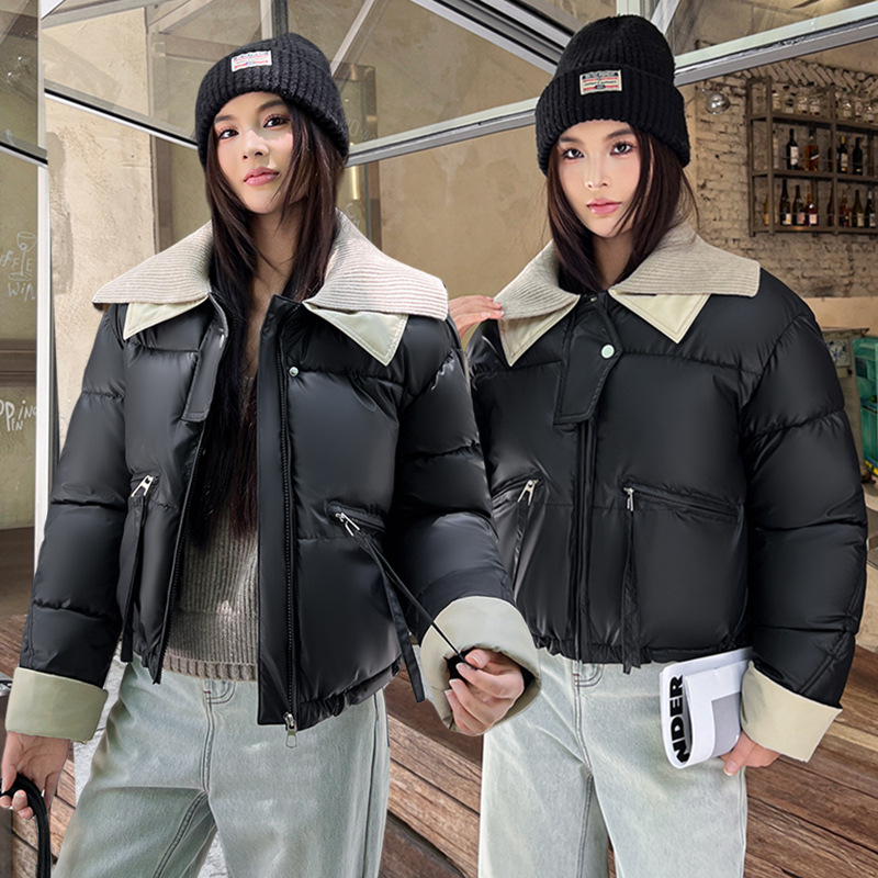 2025 invierno nuevo engrosado corto pequeño chaqueta de algodón de pluma de moda de mujer simple chaqueta de algodón sin lavado image 9