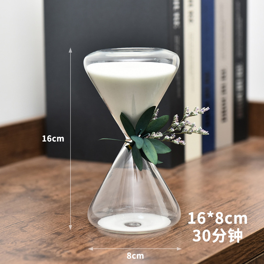 Nordic hogar vidrieras reloj de arena temporizador 15 30 minutos decoración creativa flor seca Fábrica al por mayor image 13