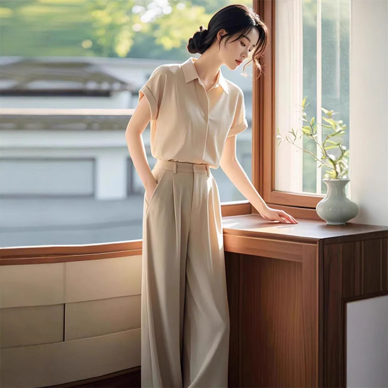 2024 New Cold Style High-level Sense Capable Elegant Fashion Professional Shirt Pants Two-piece Suit Women's Summer