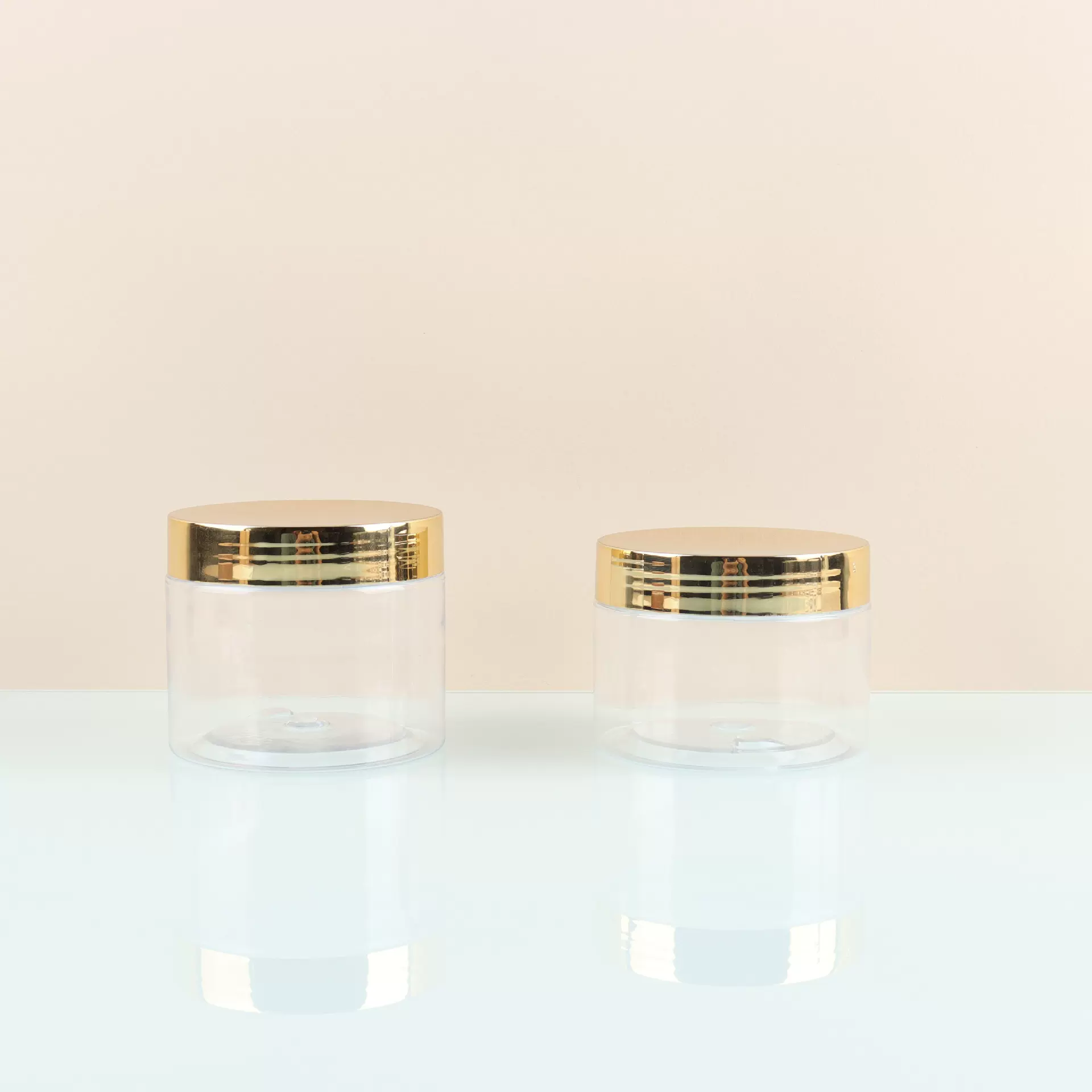 现货68牙透明塑料广口瓶150ml 电镀金盖塑料瓶 泥膜化 妆罐膏霜瓶