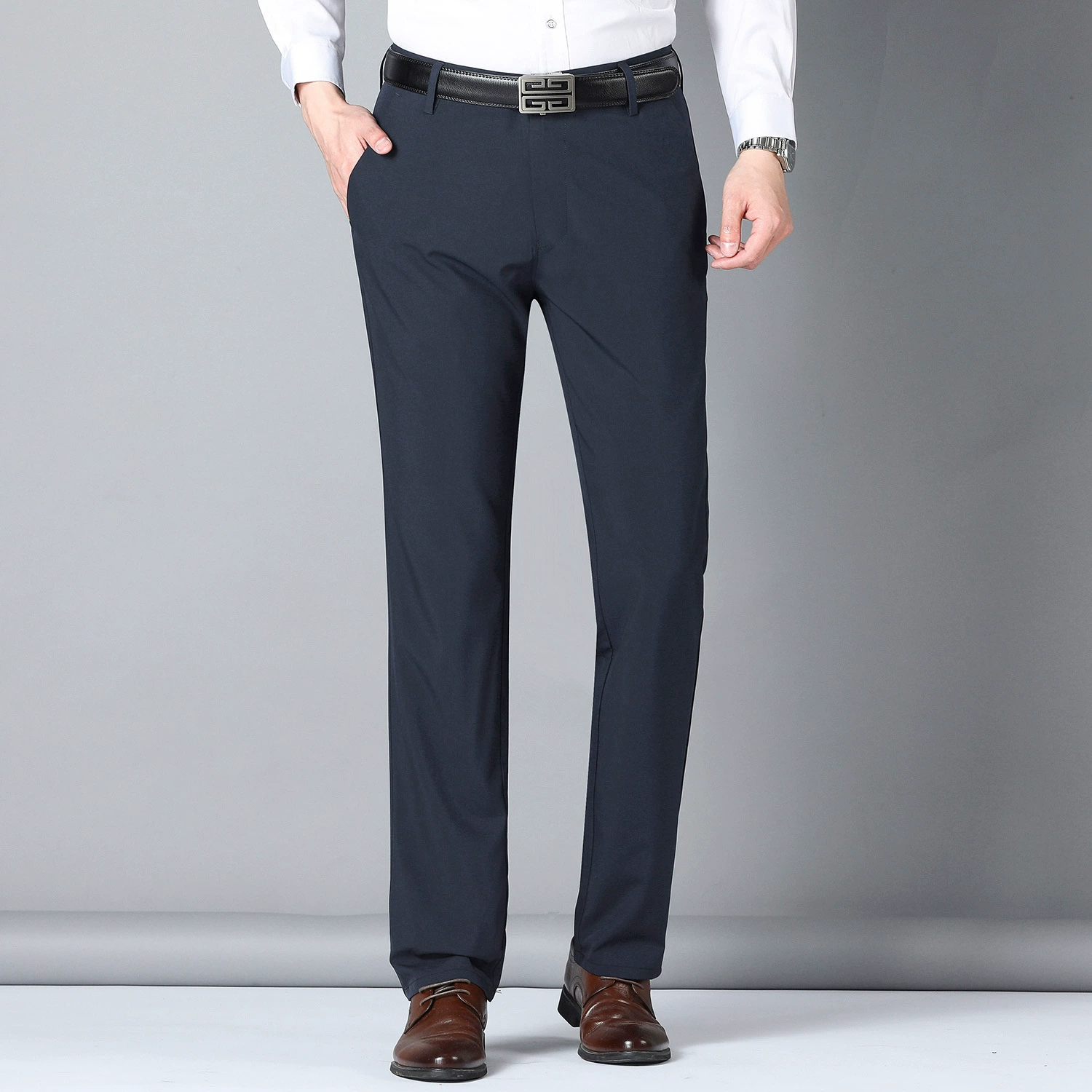 Мужские брюки для бизнеса и повседневной носки на весну и осень 2024, универсальные прямые брюки, легкие и дышащие, для делового стиля и повседневной носки.