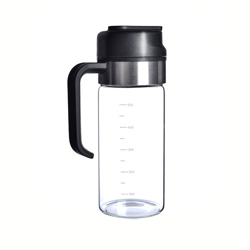 New household gravity oil bottle, leak-proof, no oil hanging glass oil spray bottle, metering vinegar bottle, automatic opening and closing glass oil bottle
