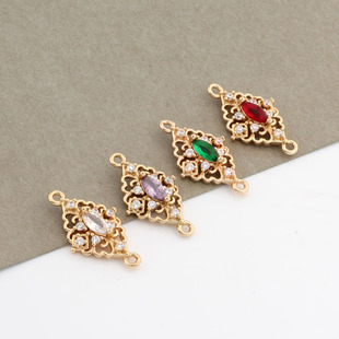DIY jewelry accessories wholesale copper plated real gold inlaid zircon double hanging diamond hollow pendant necklace material accessories