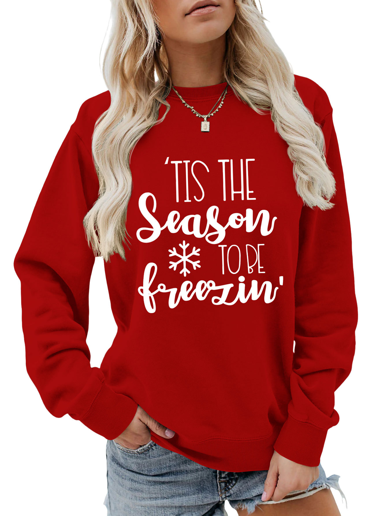 Női pulóver tis the season karácsonyi stílus_voghion.com