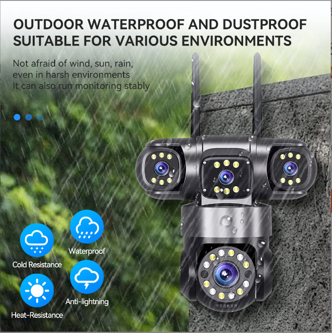 Qd20 True Three-Screen Surveillance Camera Wifi Version Trinocular Ultra-High Definition Outdoor Waterproof Panoramic Surveillance Wide Angle