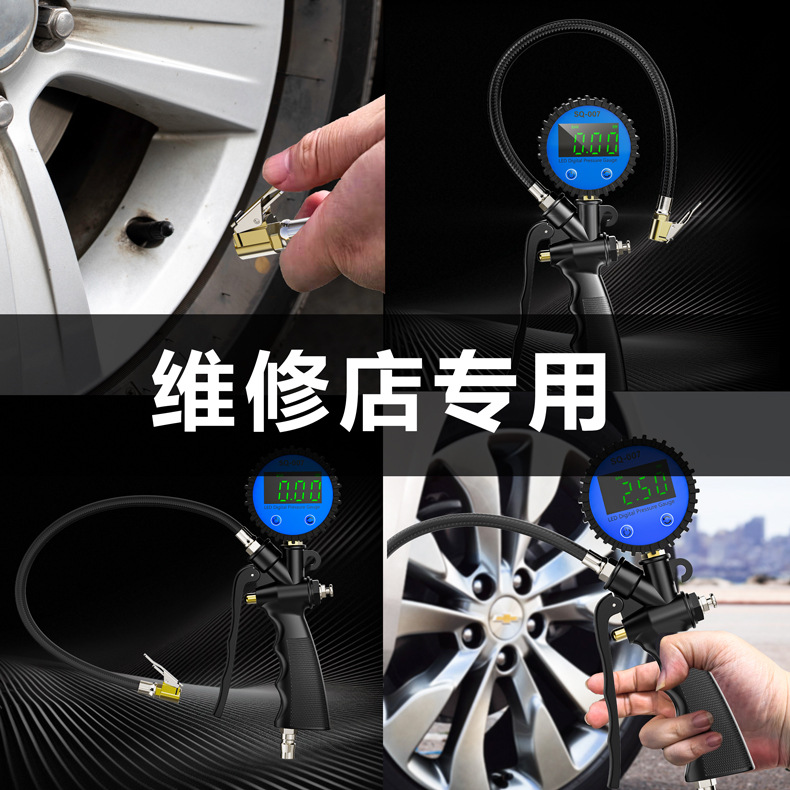 LED LCD Night Light Display Electronic Digital Tire Pressure Gauge High-Precision Rechargeable Car Tire Pressure Gun with Inflation and Deflation Function