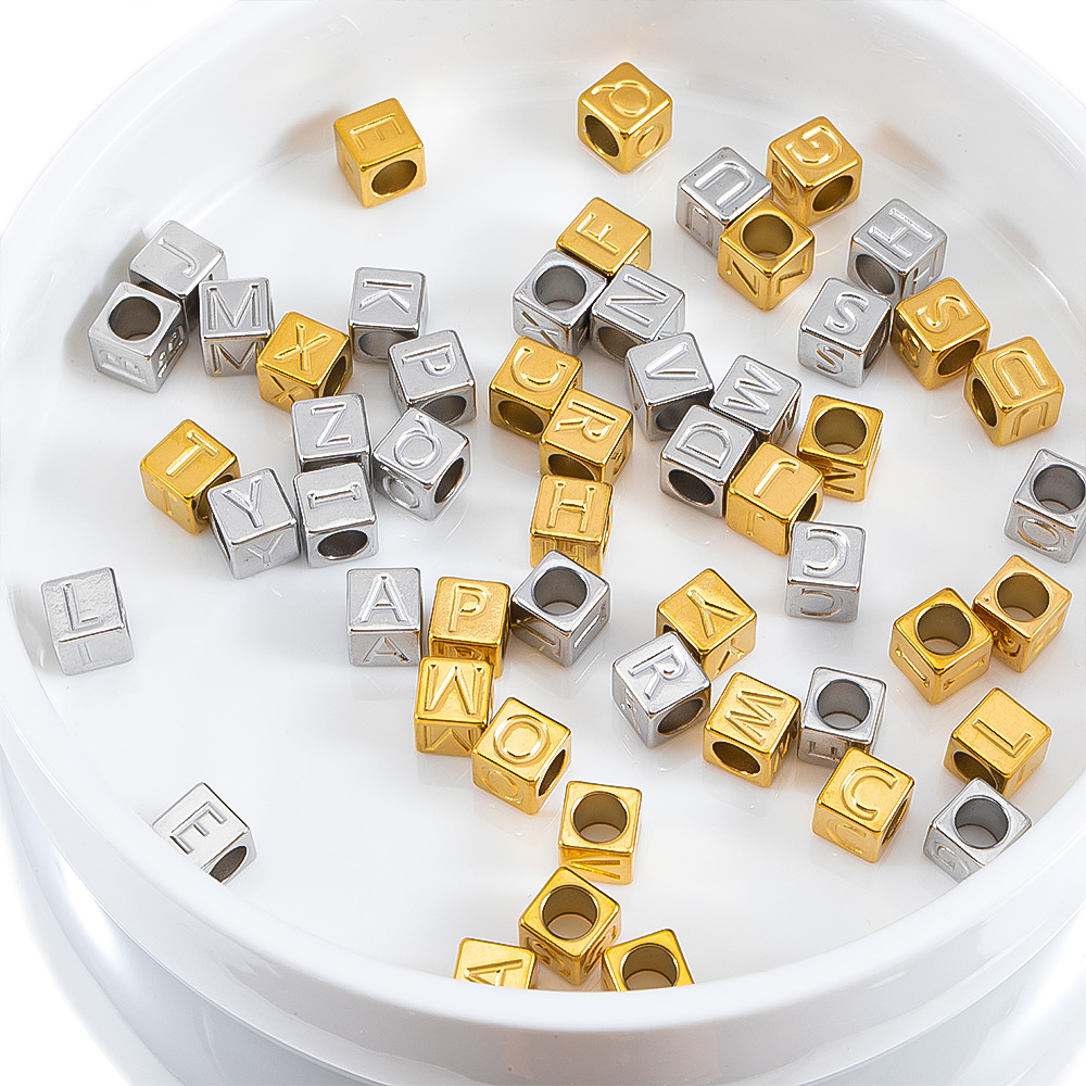17g Weight Beads Jewelry Making Type Diameter 7 mm Jewelry Making Size Hole 4~4.9mm Hole Size 10 PCS/Package Quantity 10 PCS/Package Diameter 7 Mm Hole 4~4.9mm 304 Stainless Steel Letter Beads