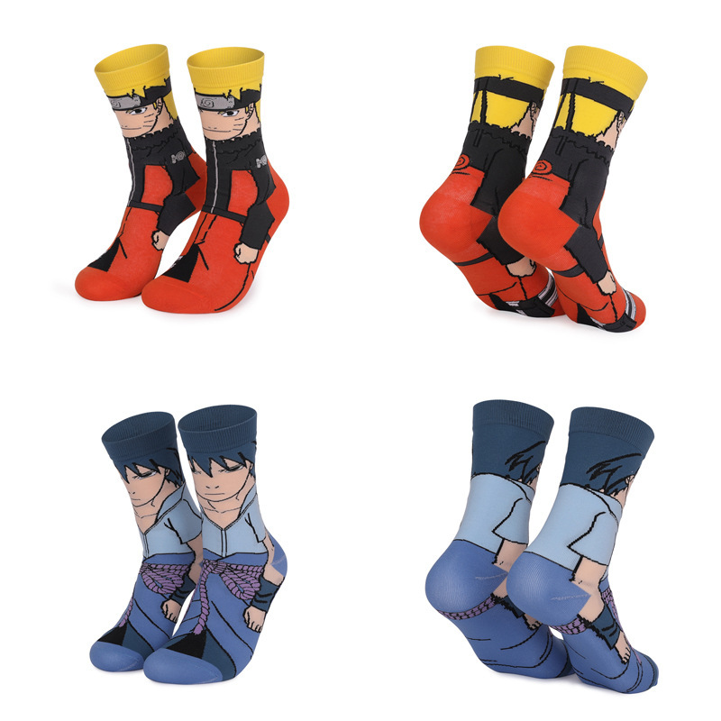 Cartoon Animation Naruto Naruto Sasuke Four Seasons Leisure Sports Women's Cotton Couple Mid-length Socks Men's Trendy Long Socks