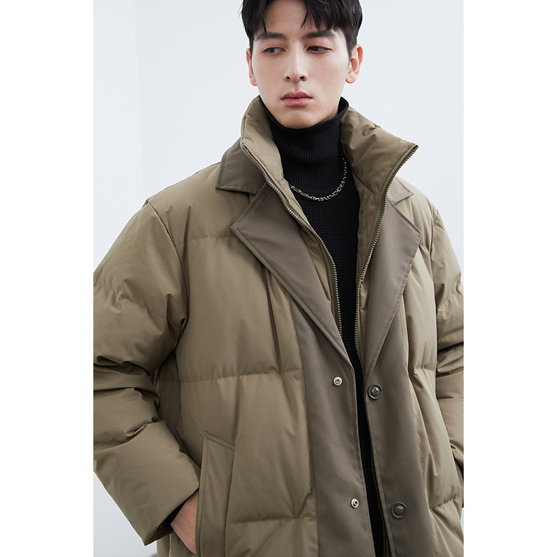 Vīriešu Maillard Design vidēja garuma dūnu jaka ziemas jaunā korejiešu versija, vēja necaurlaidīga un silta, bieza mēteļa_voghion.com