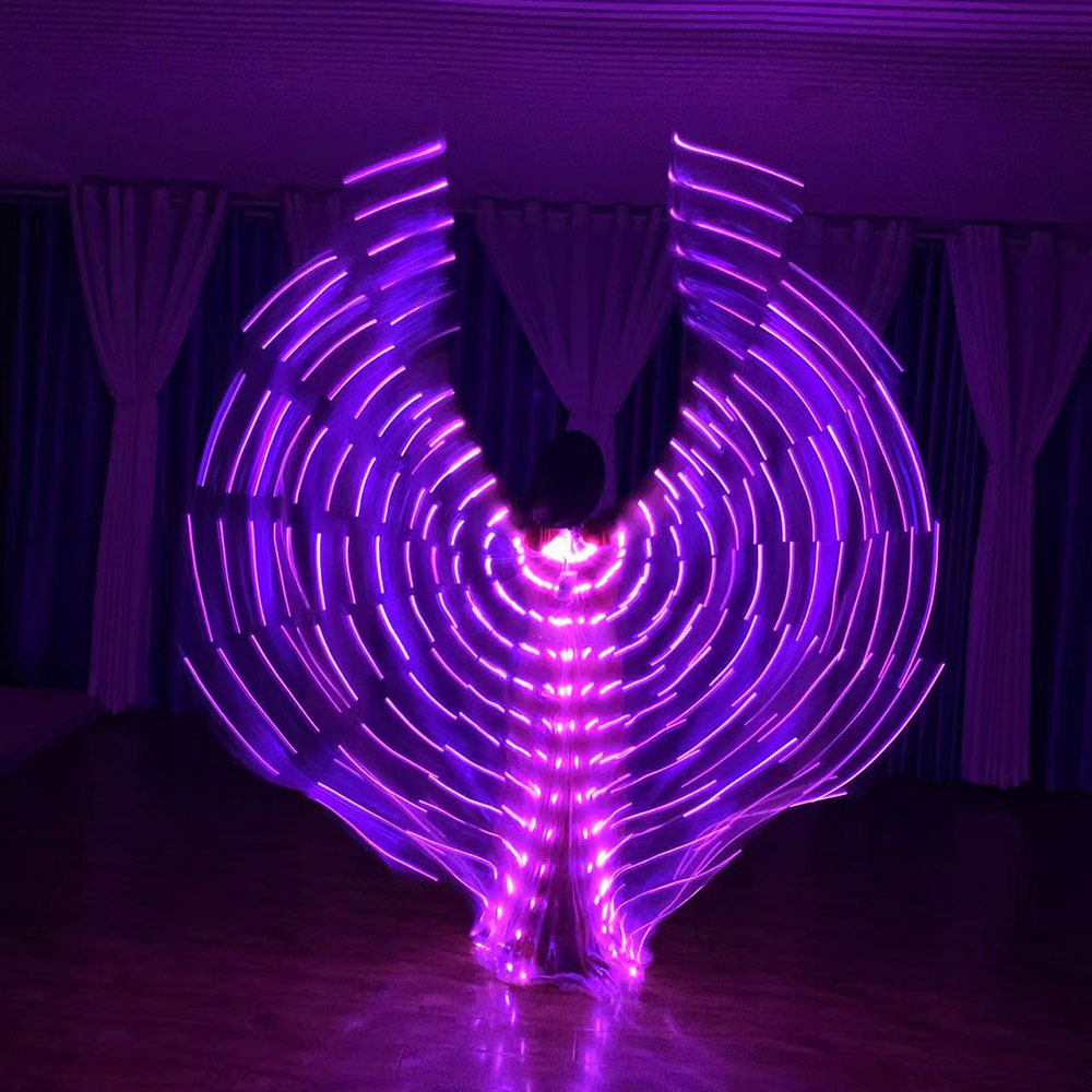 Alas luminosas LED para danza del vientre, alas de mariposa doradas, capa, accesorio para espectáculos de Halloween/Navidad, disfraz para fiestas
